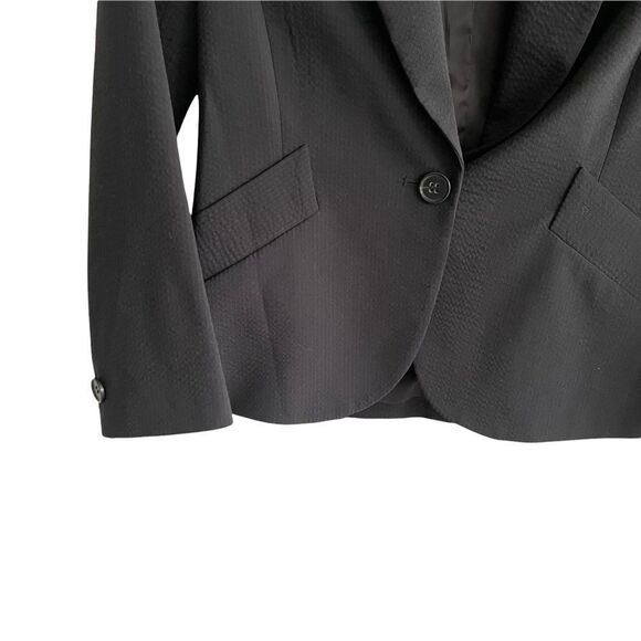 Theory Wool Stretch Cropped Boyfriend Blazer Black Pinstripe 2 - Picture 9 of 12